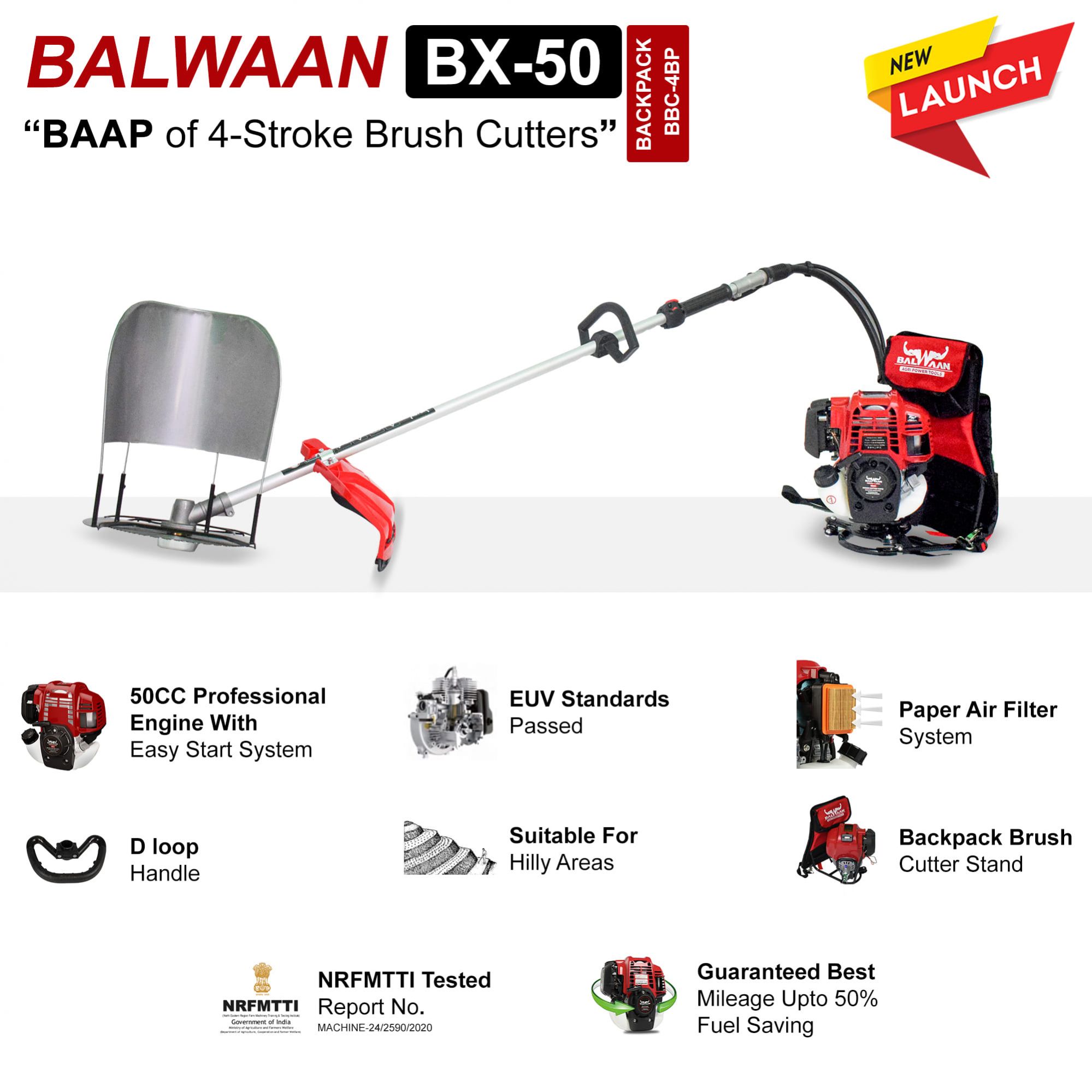 Balwaan BX-50B Back Pack Crop cum Grass Cutter| 50cc | Balwaan Agri ...